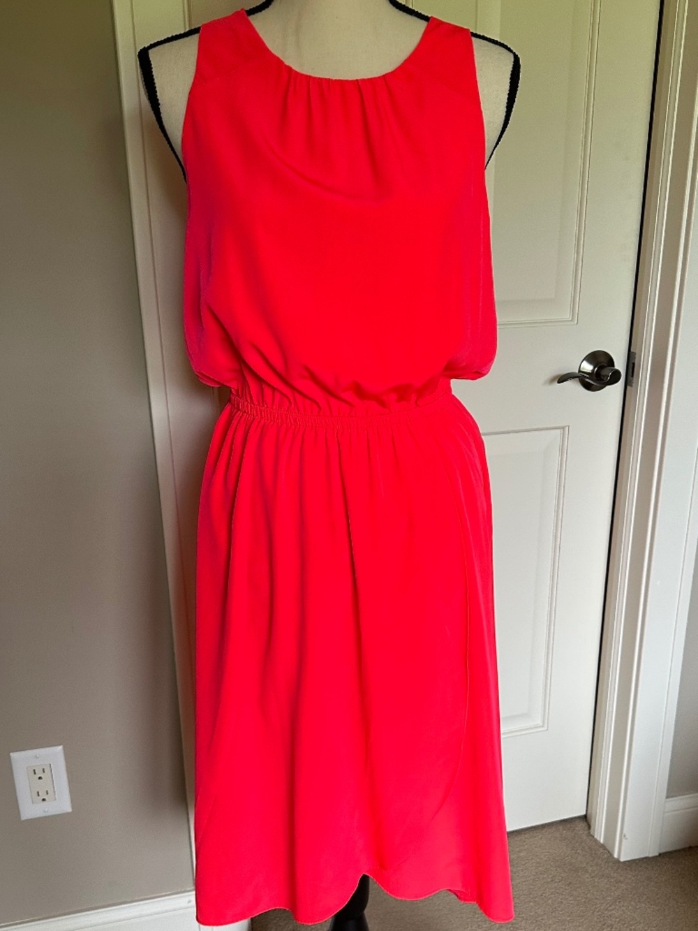 Athleta Martinique Dress Sleeveless Tie Black Elastic Waist Coral Quest XS
